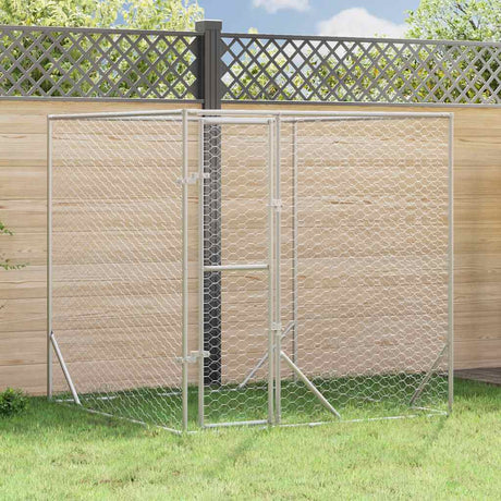 VIDAXXL Udendørs hund Kennel 2x2x2 M Galvaniseret stålsølv