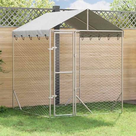 Vidaxxl hundegård med tag 2x2x2,5 m galvaniseret stål sølv