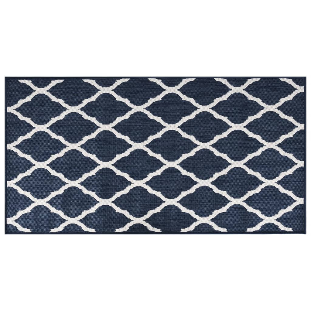 Vidaxx Reversible Outdoor Rug 80x150 cm marineblå og hvid