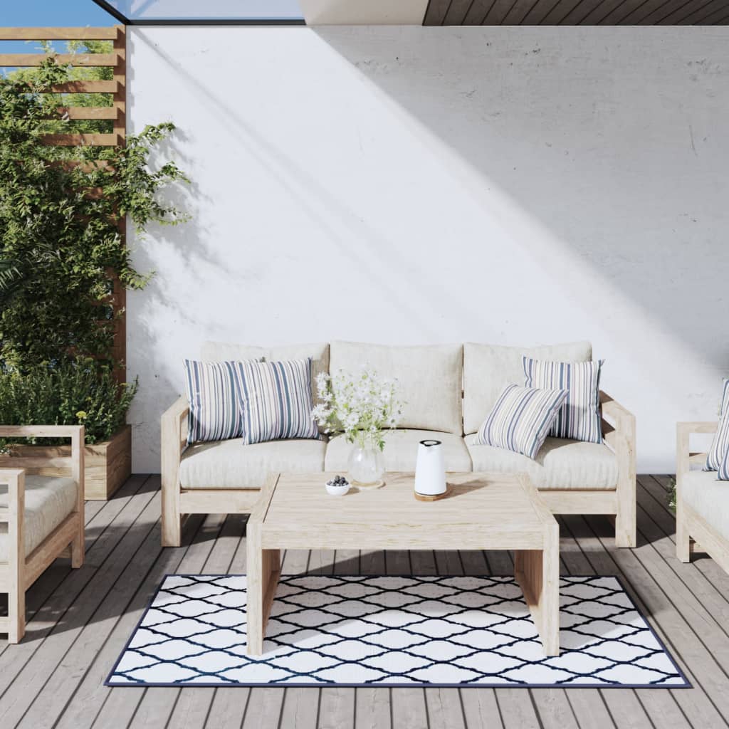 Vidaxx Reversible Outdoor Rug 80x150 cm marineblå og hvid