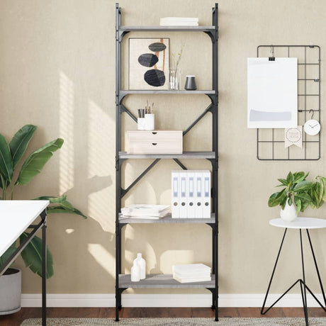 Vidaxl boekenkast 5-laags 56x31,5x174 cm bewerkt hout grijs sonoma