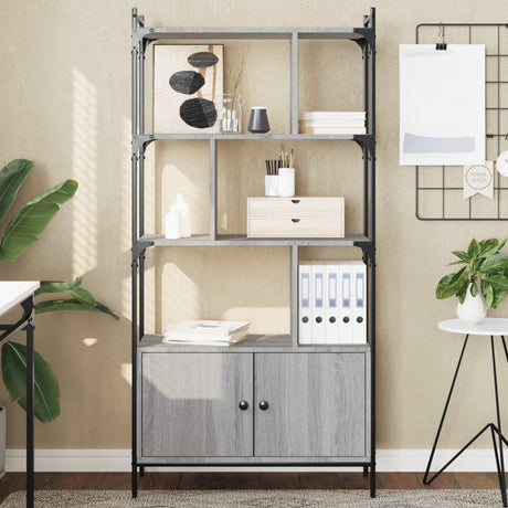 Vidaxl boekenkast met deuren 76,5x30x154,5 cm hout grijs sonoma eiken