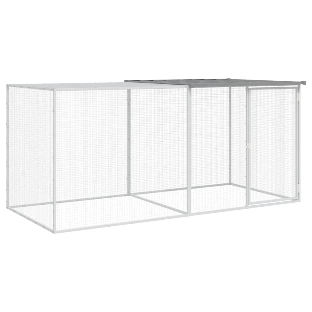 Vidaxx hønsegård med tag 203x98x90 cm galvaniseret stål lysegrå