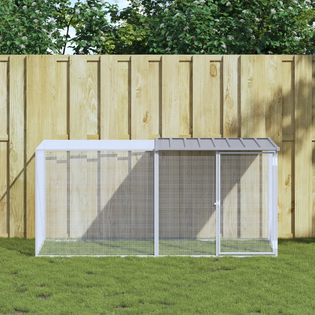 Vidaxx hønsegård med tag 203x98x90 cm galvaniseret stål lysegrå