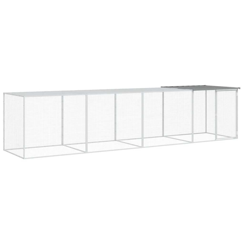 Vidaxx hønsegård med tag 403x98x90 cm galvaniseret stål lysegrå
