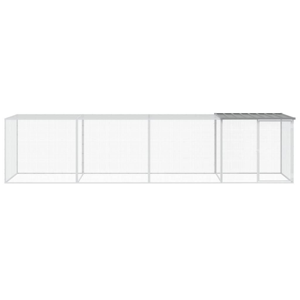 Vidaxx hønsegård med tag 403x98x90 cm galvaniseret stål lysegrå