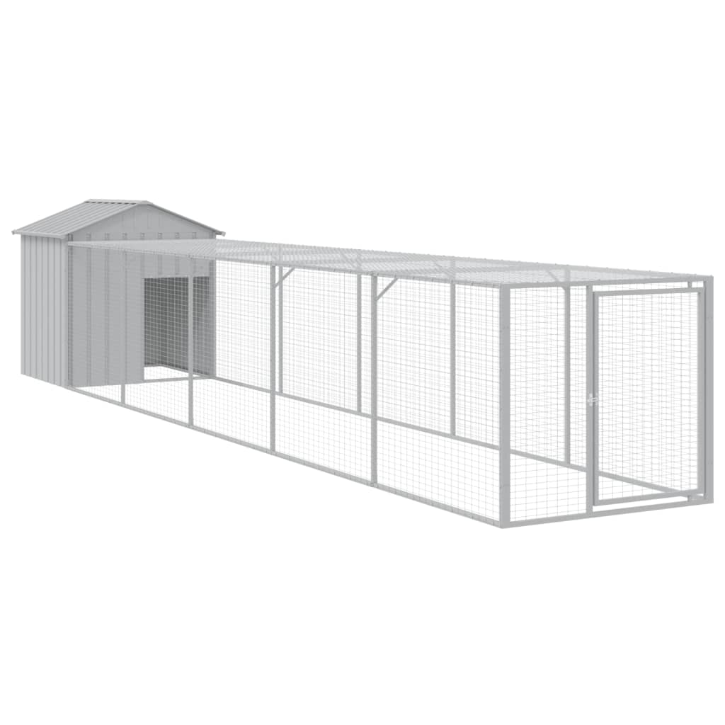 Vidaxl Chicken Coop med Run 117x609x123 cm stål lysegrå