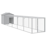 Vidaxl Chicken Coop med Run 117x609x123 cm stål lysegrå