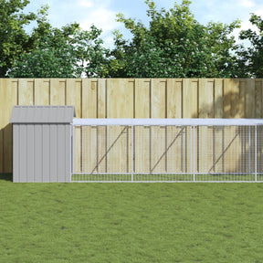 Vidaxl Chicken Coop med Run 117x609x123 cm stål lysegrå