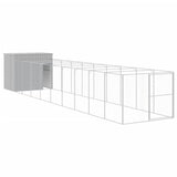Vidaxl Doghouse med Run 214x1069x181 cm stål lysegrå