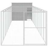 Vidaxl Doghouse med Run 214x1069x181 cm stål lysegrå