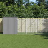 Vidaxl Doghouse med Run 214x1069x181 cm stål lysegrå