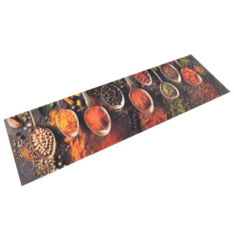 Vidaxx Kitchen Mat vaskbar ske og urtprint 45x150 cm fløjl