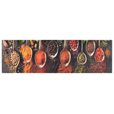 Vidaxx Kitchen Mat vaskbar ske og urtprint 45x150 cm fløjl