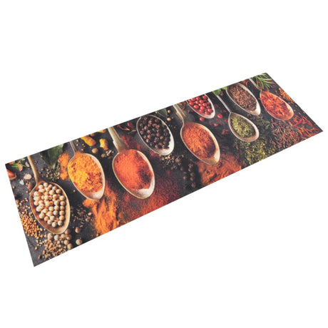 Vidaxx Kitchen Mat vaskbar ske og urtprint 60x180 cm fløjl