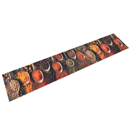 Vidaxx Kitchen Mat vaskbar ske og urtprint 60x300 cm fløjl