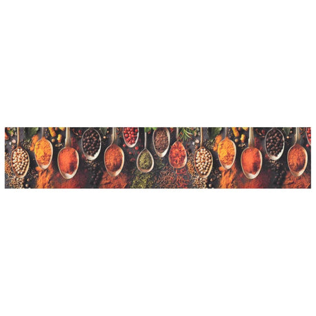 Vidaxx Kitchen Mat vaskbar ske og urtprint 60x300 cm fløjl