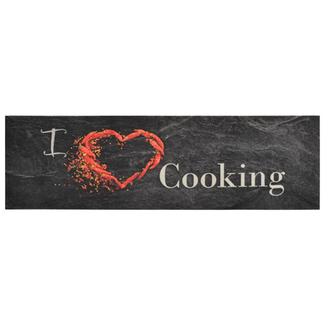 Vidaxx Kitchen Mat Washable Cooking Print 45x150 cm Velvet Black