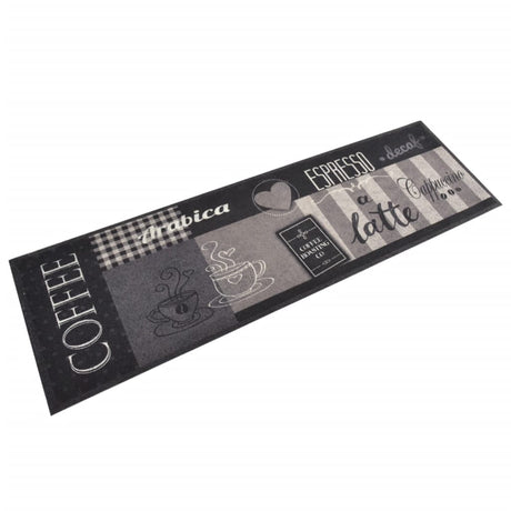 Vidaxx Kitchen Mat Washable Coffee Print 45x150 cm Velvet Black