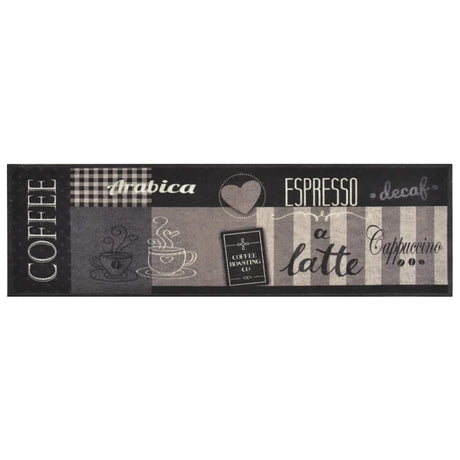 Vidaxx Kitchen Mat Washable Coffee Print 45x150 cm Velvet Black