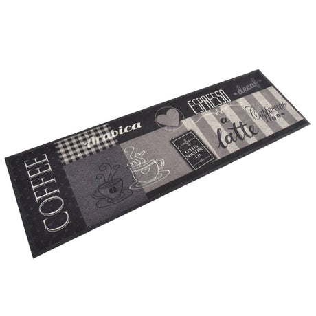 Vidaxx Kitchen Mat Washable Coffee Print 60x180 cm Velvet Black