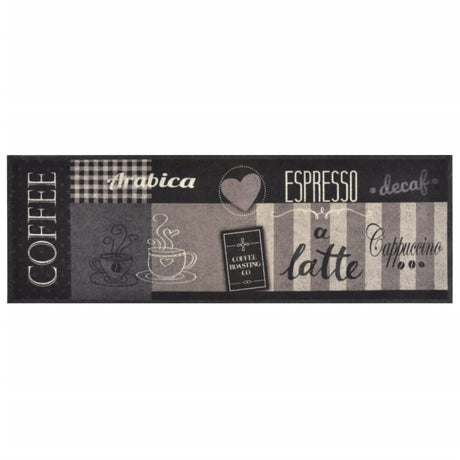 Vidaxx Kitchen Mat Washable Coffee Print 60x180 cm Velvet Black