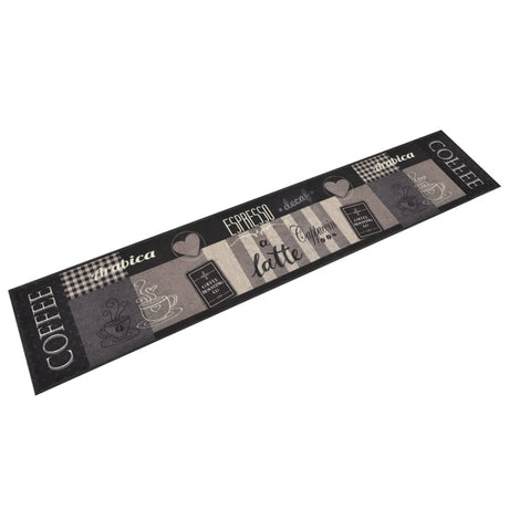 Vidaxx Kitchen Mat vaskbar kaffeprint 60x300 cm fløjl sort