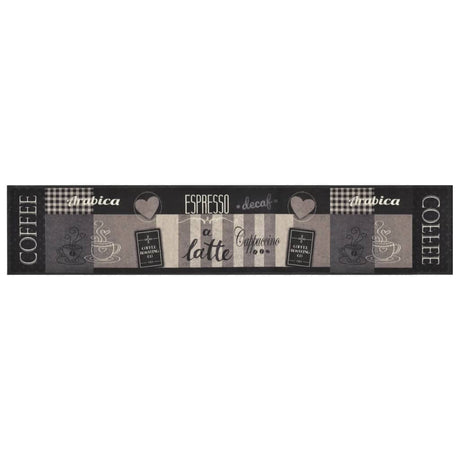 Vidaxx Kitchen Mat vaskbar kaffeprint 60x300 cm fløjl sort