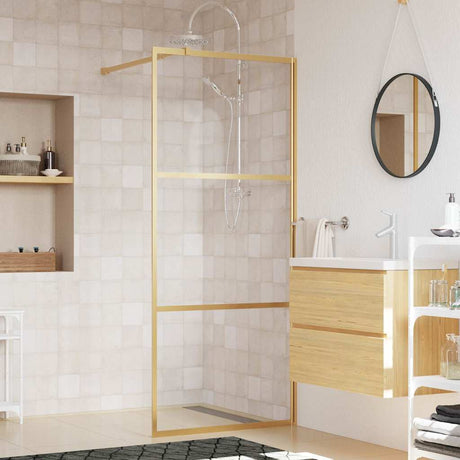 Vidaxx walk-in brusevæg gennemsigtig 90x195 cm ESG glas guldfarvet