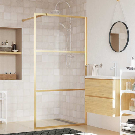 Vidaxx walk-in brusevæg gennemsigtig 100x195 cm ESG glas guldfarvet