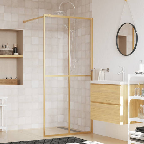 Vidaxx walk-in brusevæg gennemsigtig 80x195 cm ESG glas guldfarvet
