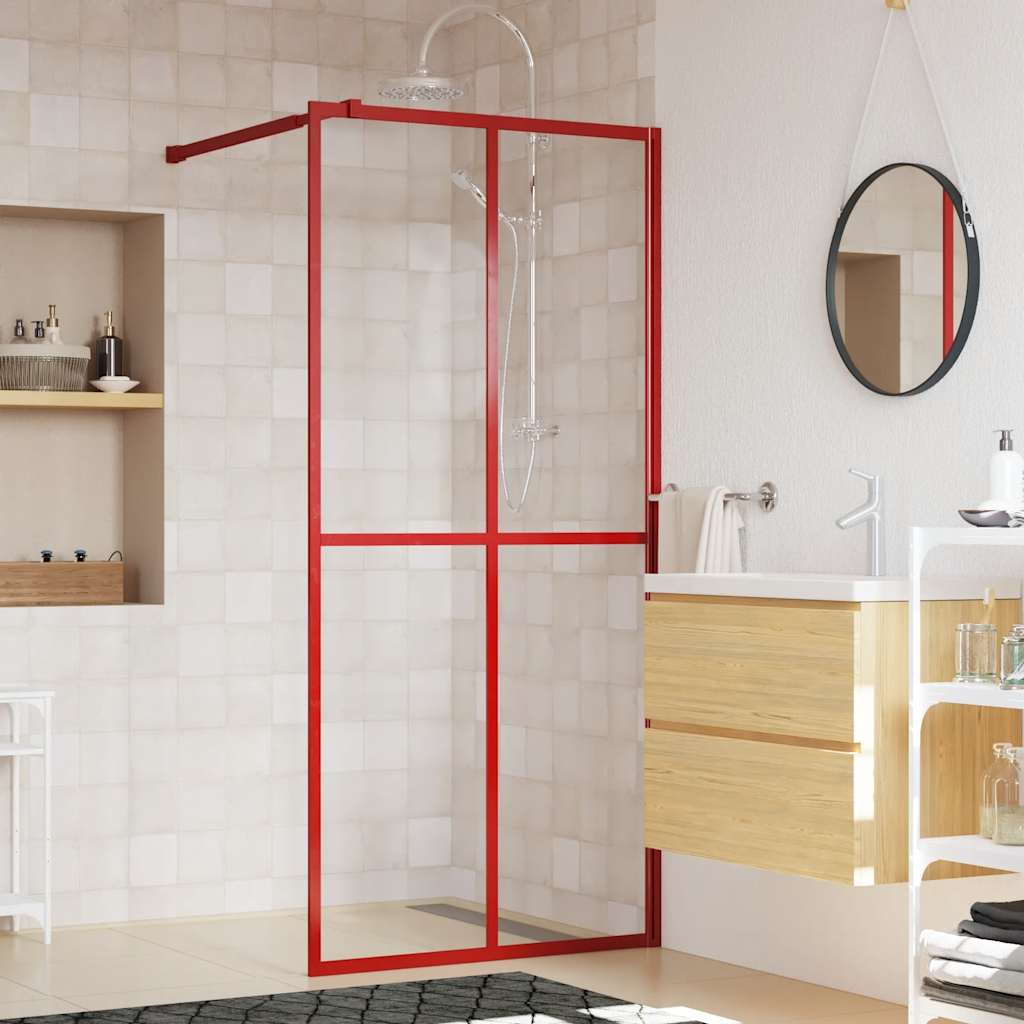 Vidaxx walk-in bruser kabinet gennemsigtig 100x195 cm esg glas rød