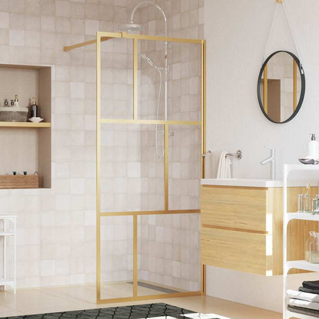 Vidaxx walk-in brusevæg gennemsigtig 80x195 cm ESG glas guldfarvet