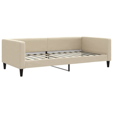 Vidaxl slaapbank 100x200 cm stof crèmekleurig