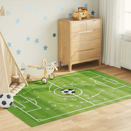 Vidaxx børnetæppe fodboldbane vaskbar skridsikker 160x230 cm grøn