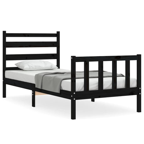 Vidaxl bedframe met hoofdbord massief hout zwart