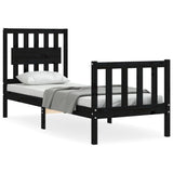 Vidaxl bedframe met hoofdbord massief hout zwart
