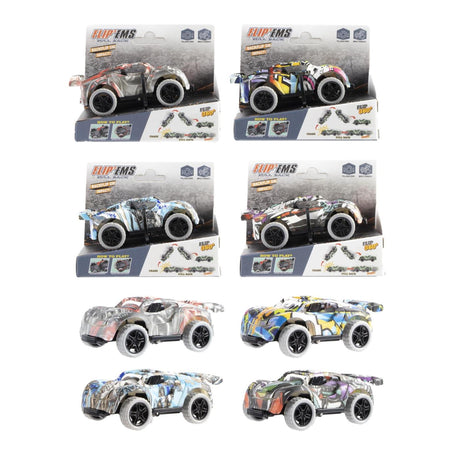 Auto graffiti pull-back 9,5 cm 4 assorteret