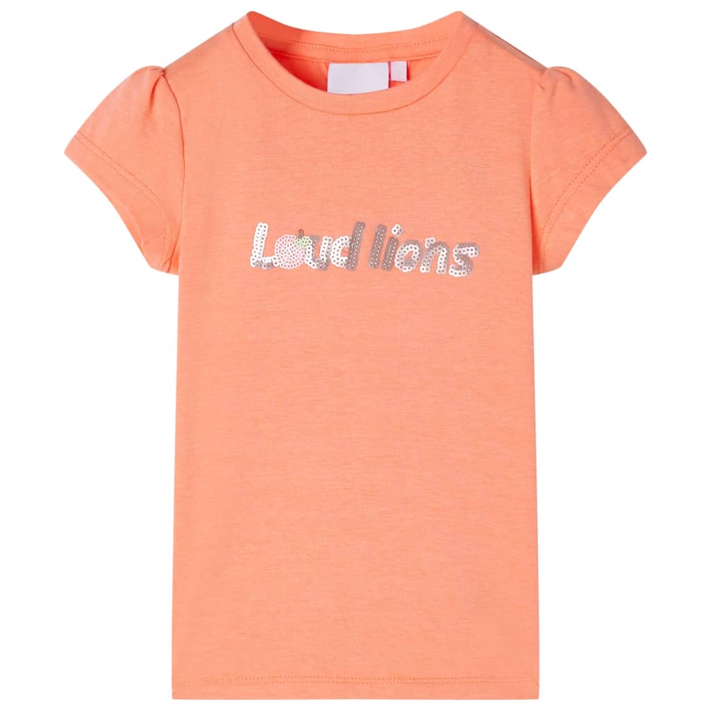 Vidaxl børneshirt med hætteærmer 128 Neon Orange