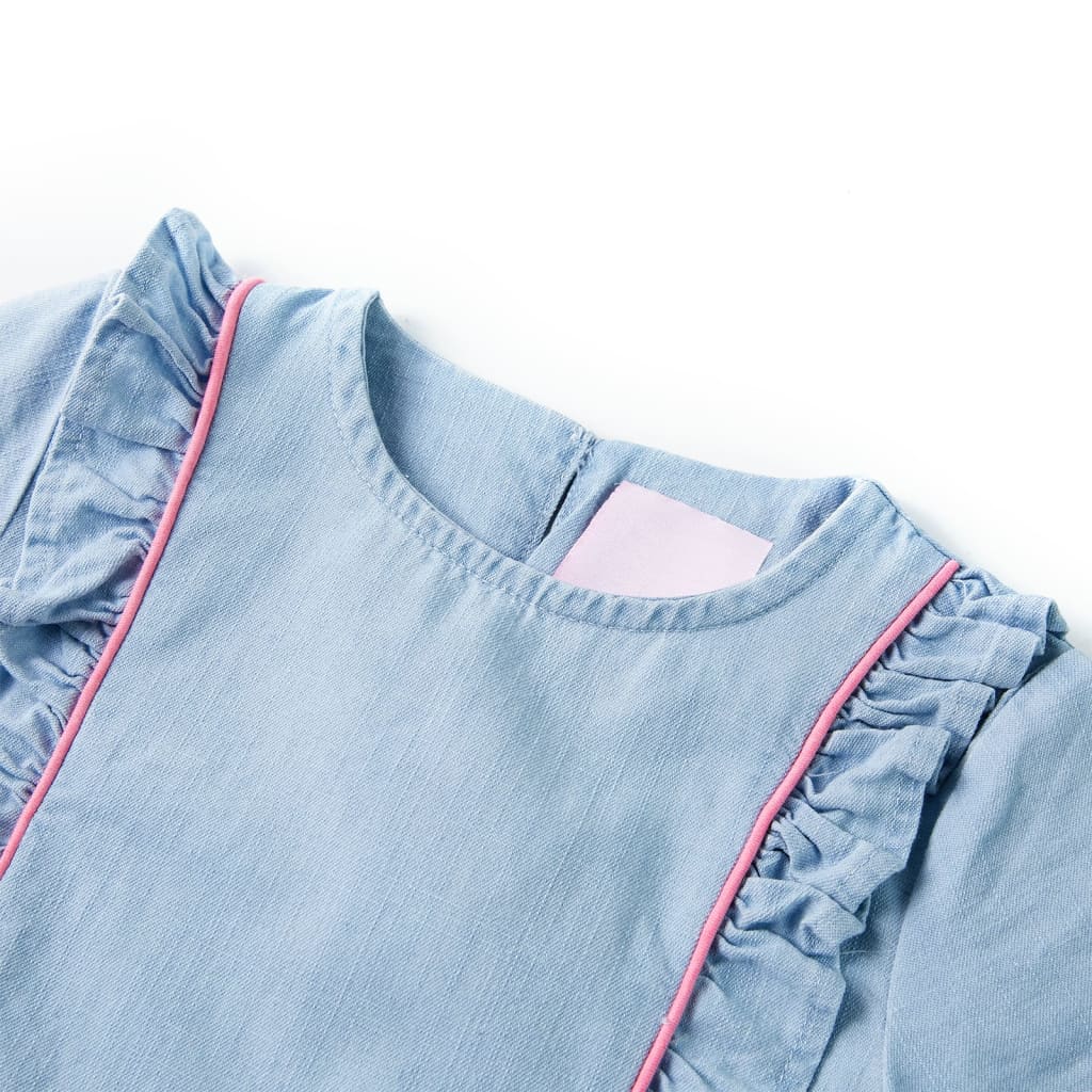 Vidaxl Børnekjole med Ruffles 104 Soft Blue