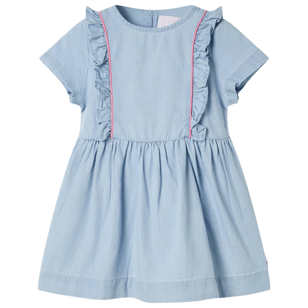 Vidaxl Børnekjole med Ruffles 140 Soft Blue