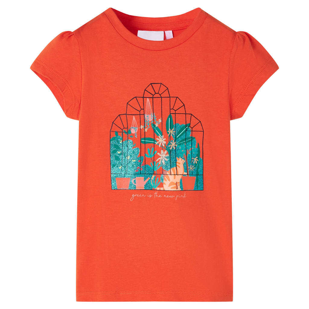 Vidaxl børneshirt 140 mørk orange
