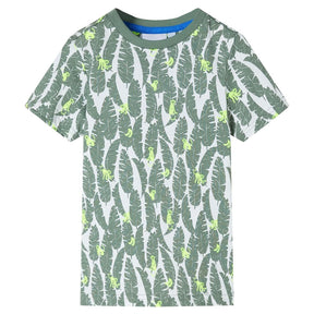 Vidaxl børneshirt 104 Ecru og Dark Ivy Green