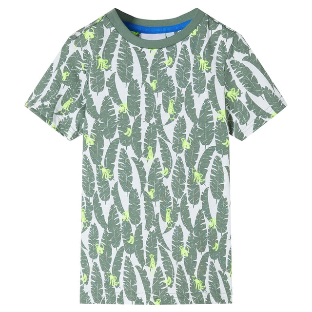 Vidaxl børneshirt 104 Ecru og Dark Ivy Green