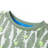 Vidaxl børneshirt 116 Ecru og Dark Ivy Green