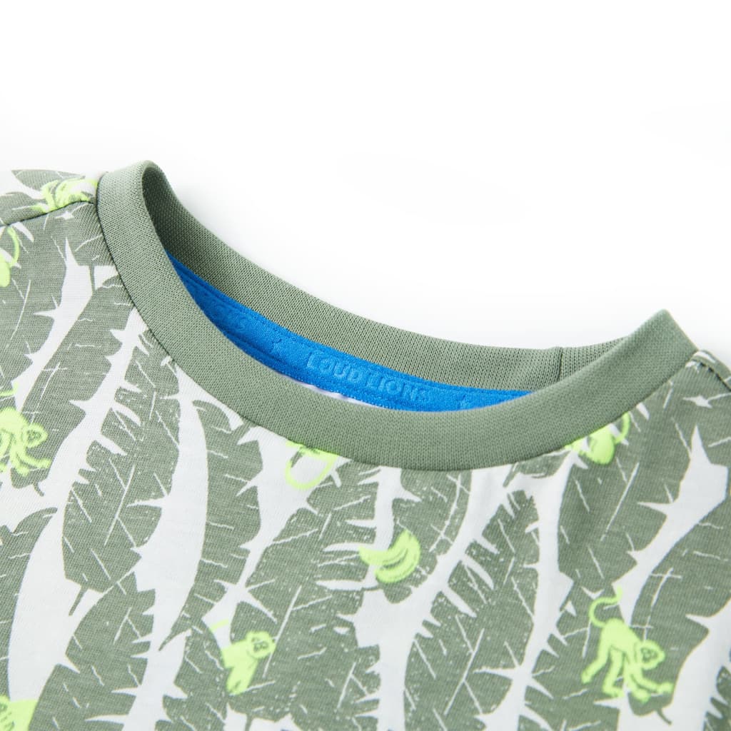 Vidaxl Børneshirt 128 ECRU og Dark Ivy Green