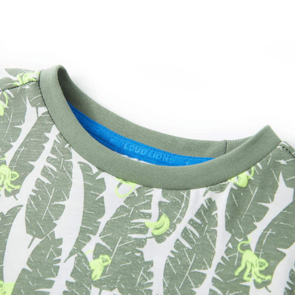 Vidaxl børneshirt 140 Ecru og Dark Ivy Green