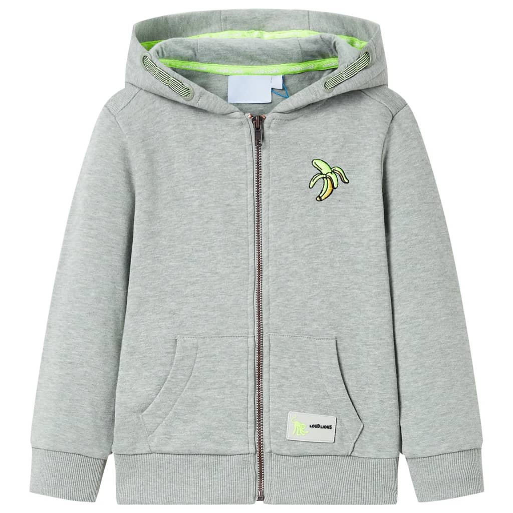 Vidaxl børne cardigan med hætte og lynlås 116 lys khaki melange