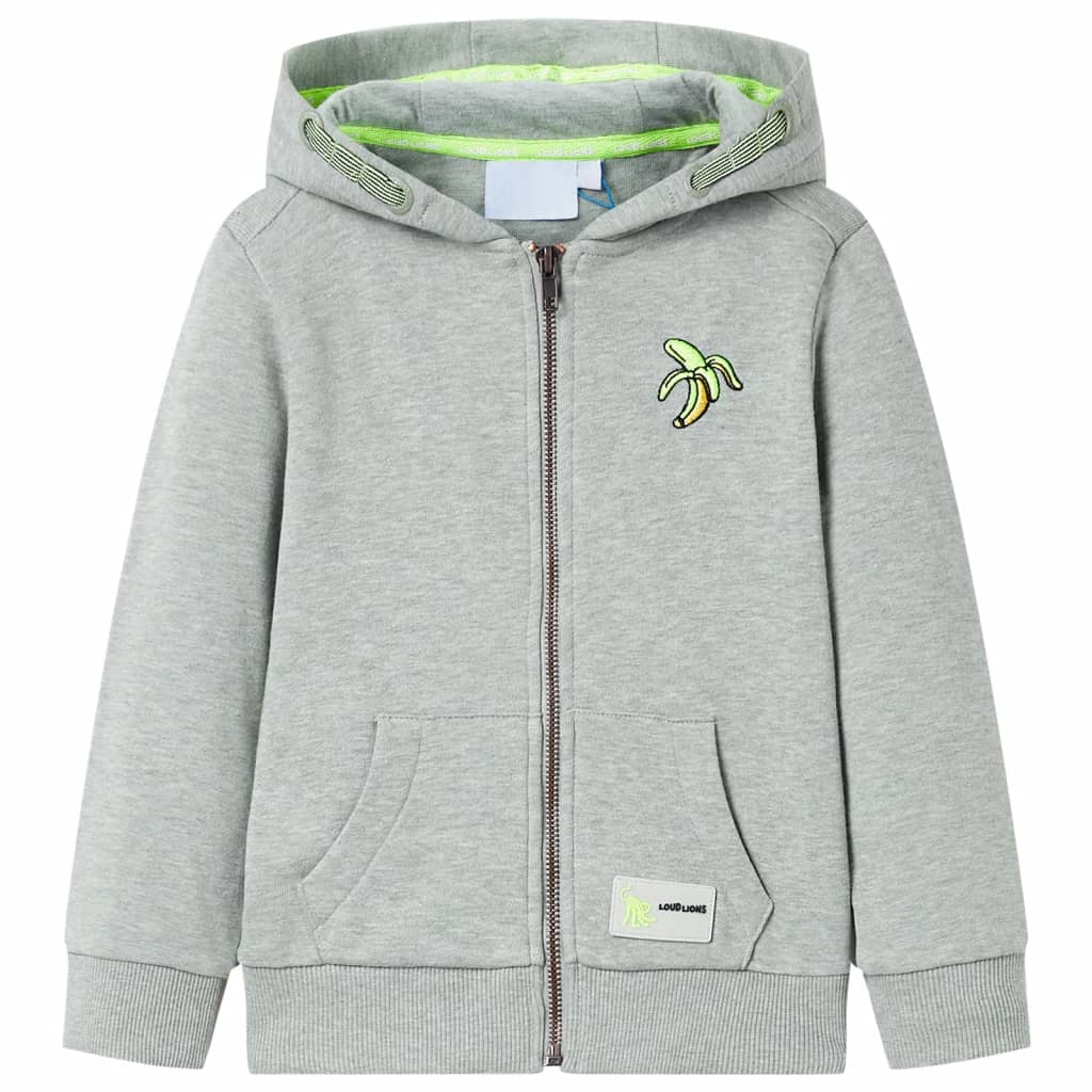 Vidaxl børne cardigan med hætte og lynlås 140 let khaki melange