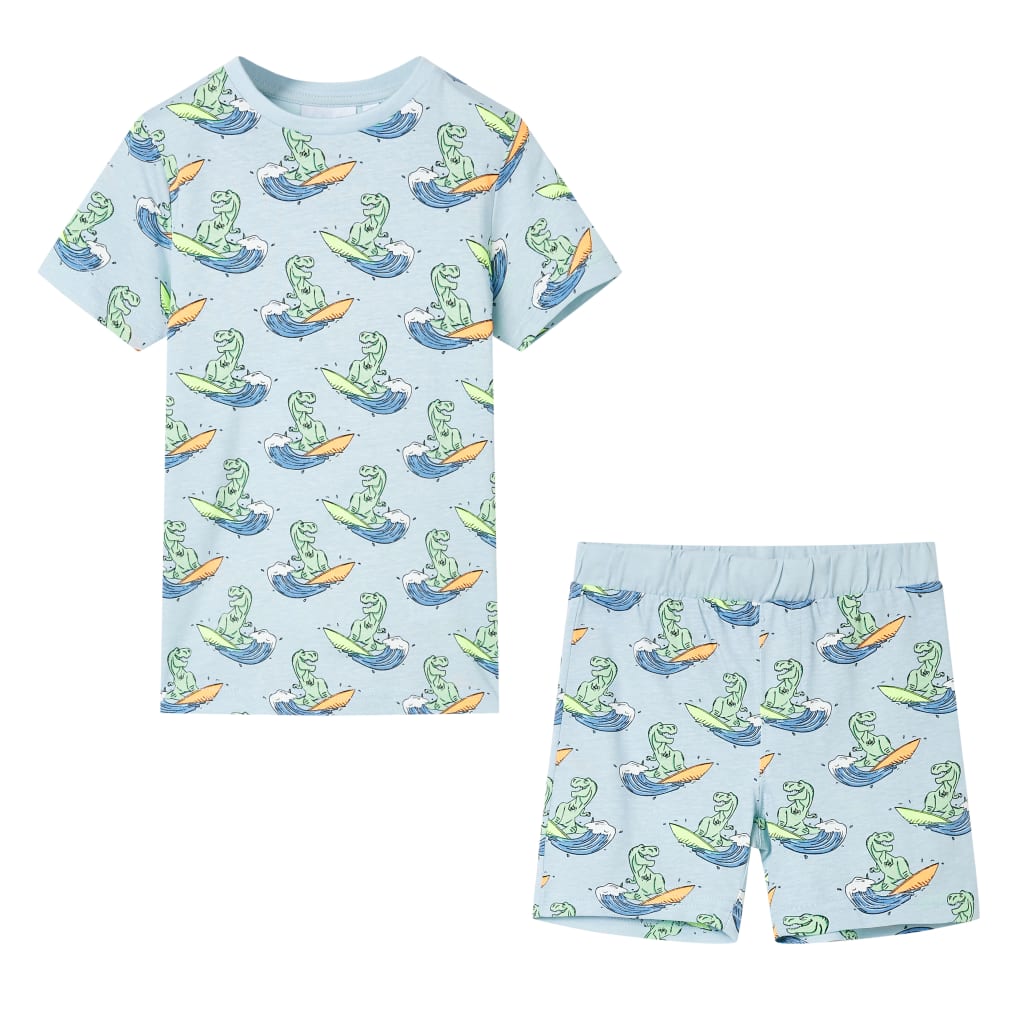 Vidaxl børnepyjamas med korte ærmer 128 lyseblå